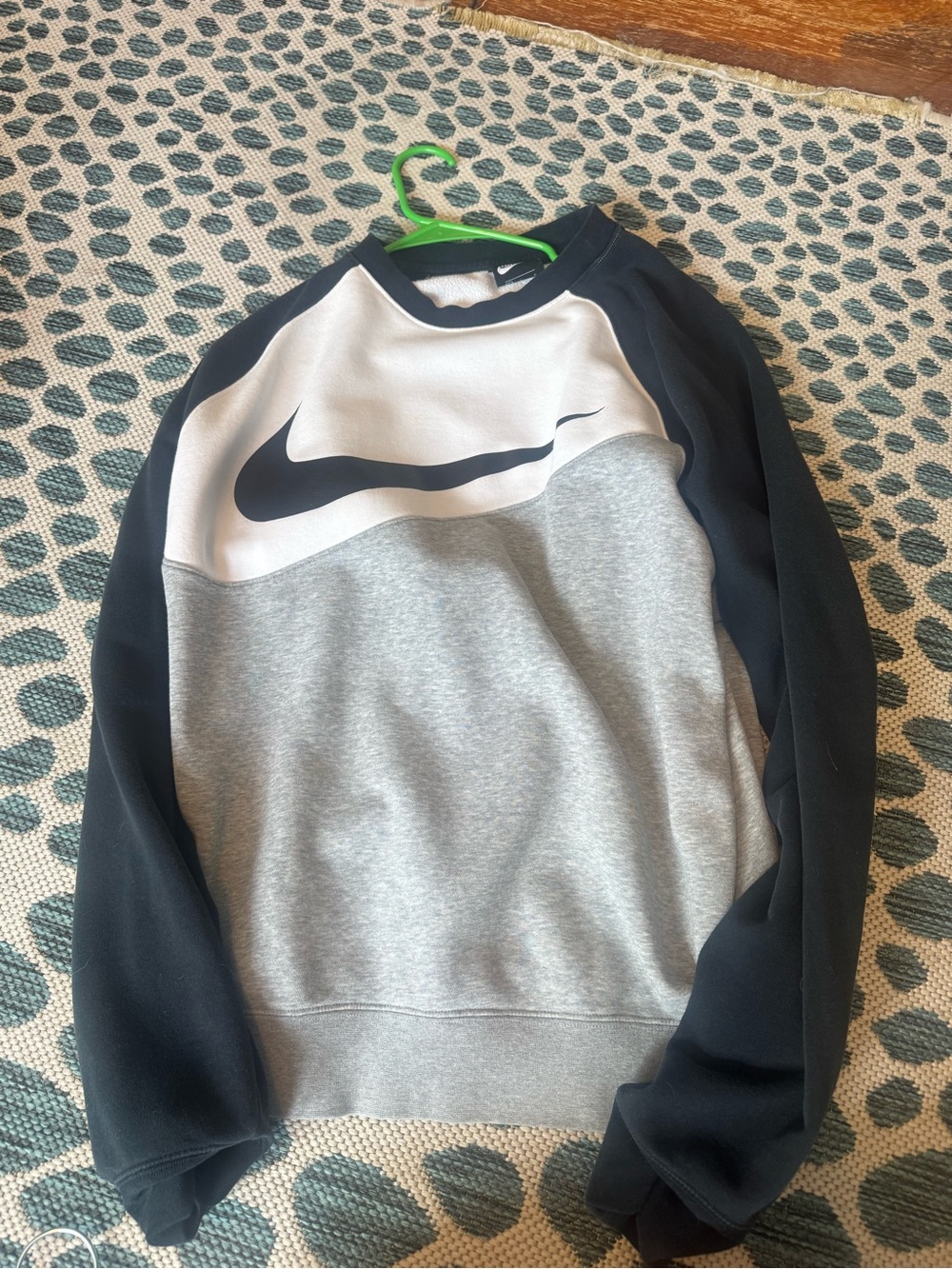 Nike Men's Black, White & Gray Logo Colorblock Crewneck
